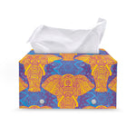 Yellow Mandala Elephant Pattern Print Leather Tissue Box Cover