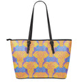 Yellow Mandala Elephant Pattern Print Leather Tote Bag With Zipper