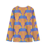 Yellow Mandala Elephant Pattern Print Long Sleeve Short Coat
