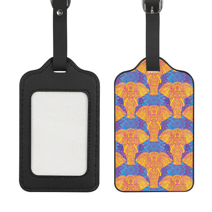 Yellow Mandala Elephant Pattern Print Luggage Tag