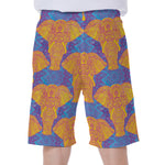Yellow Mandala Elephant Pattern Print Men's Beach Shorts