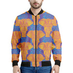 Yellow Mandala Elephant Pattern Print Men's Bomber Jacket