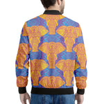 Yellow Mandala Elephant Pattern Print Men's Bomber Jacket