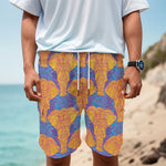 Yellow Mandala Elephant Pattern Print Men's Cargo Shorts