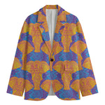 Yellow Mandala Elephant Pattern Print Men's Cotton Blazer