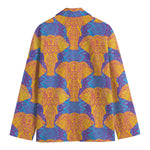 Yellow Mandala Elephant Pattern Print Men's Cotton Blazer