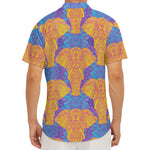 Yellow Mandala Elephant Pattern Print Men's Deep V-Neck Shirt