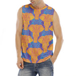 Yellow Mandala Elephant Pattern Print Men's Fitness Tank Top