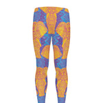 Yellow Mandala Elephant Pattern Print Men's leggings