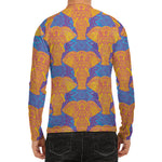 Yellow Mandala Elephant Pattern Print Men's Long Sleeve Rash Guard