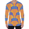 Yellow Mandala Elephant Pattern Print Men's Long Sleeve T-Shirt