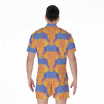 Yellow Mandala Elephant Pattern Print Men's Rompers