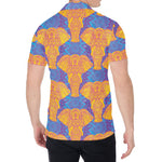 Yellow Mandala Elephant Pattern Print Men's Shirt
