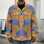 Yellow Mandala Elephant Pattern Print Men's Shirt Jacket