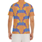 Yellow Mandala Elephant Pattern Print Men's Short Sleeve Rash Guard