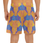 Yellow Mandala Elephant Pattern Print Men's Split Running Shorts