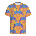 Yellow Mandala Elephant Pattern Print Men's Athletic T-Shirt