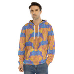 Yellow Mandala Elephant Pattern Print Men's Velvet Pullover Hoodie