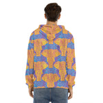 Yellow Mandala Elephant Pattern Print Men's Velvet Pullover Hoodie