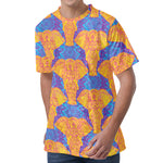 Yellow Mandala Elephant Pattern Print Men's Velvet T-Shirt