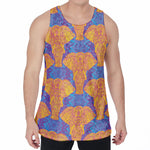Yellow Mandala Elephant Pattern Print Men's Velvet Tank Top