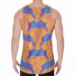 Yellow Mandala Elephant Pattern Print Men's Velvet Tank Top