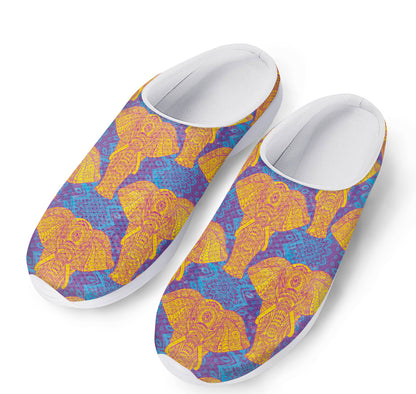 Yellow Mandala Elephant Pattern Print Mesh Casual Shoes