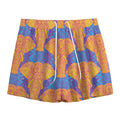 Yellow Mandala Elephant Pattern Print Mesh Shorts