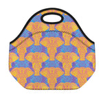 Yellow Mandala Elephant Pattern Print Neoprene Lunch Bag