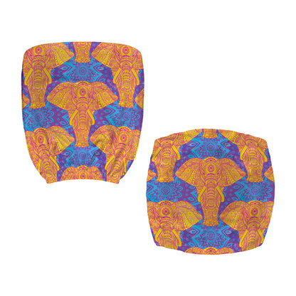 Yellow Mandala Elephant Pattern Print Office Chair Cover