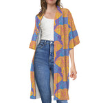 Yellow Mandala Elephant Pattern Print Open Front Beach Cover Up
