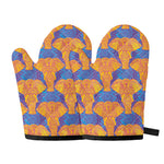 Yellow Mandala Elephant Pattern Print Oven Mitts