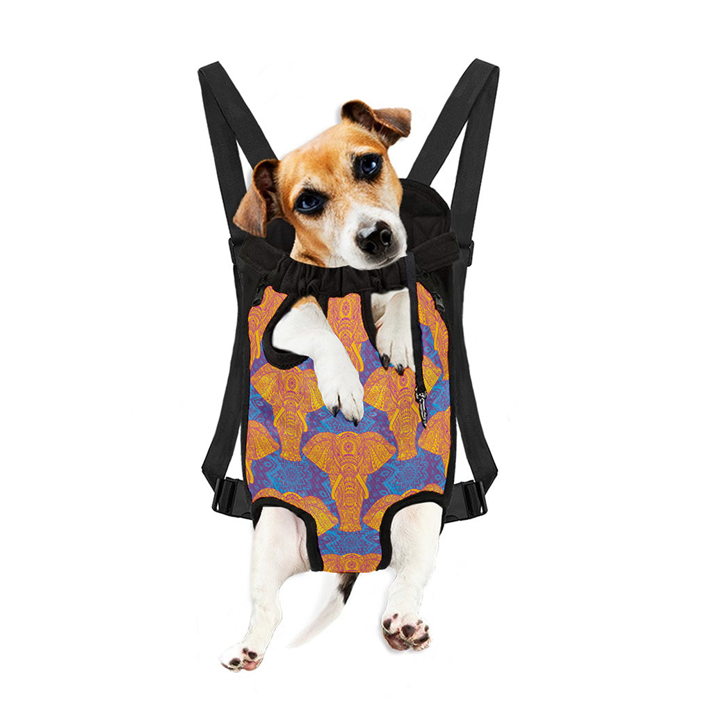 Yellow Mandala Elephant Pattern Print Pet Carrier Backpack