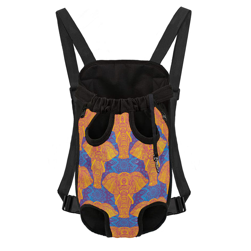 Yellow Mandala Elephant Pattern Print Pet Carrier Backpack