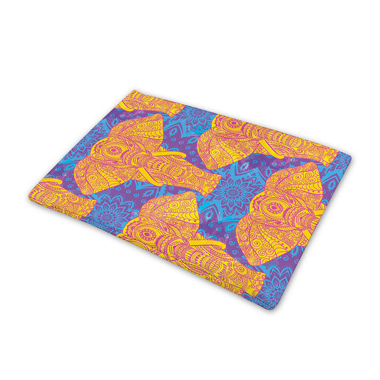 Yellow Mandala Elephant Pattern Print Pet Cooling Mat Cover