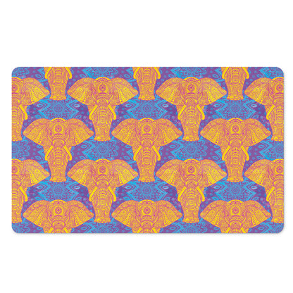 Yellow Mandala Elephant Pattern Print Polyester Doormat