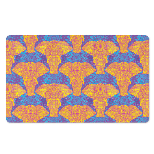 Yellow Mandala Elephant Pattern Print Polyester Doormat