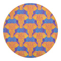 Yellow Mandala Elephant Pattern Print Round Blanket
