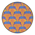 Yellow Mandala Elephant Pattern Print Round Floor Mat