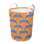 Yellow Mandala Elephant Pattern Print Round Laundry Basket