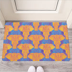 Yellow Mandala Elephant Pattern Print Rubber Doormat