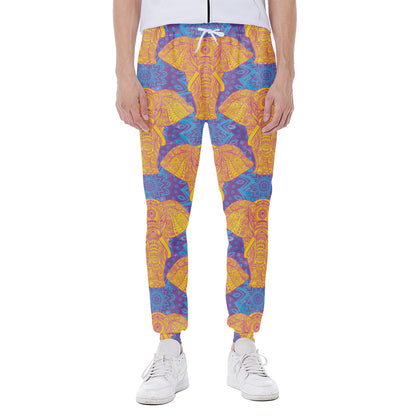 Yellow Mandala Elephant Pattern Print Scuba Joggers