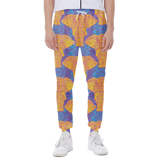 Yellow Mandala Elephant Pattern Print Scuba Joggers
