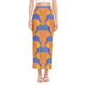Yellow Mandala Elephant Pattern Print Side Slit Maxi Skirt