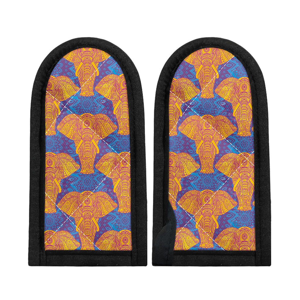 Yellow Mandala Elephant Pattern Print Skillet Handle Cover