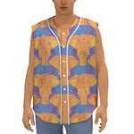 Yellow Mandala Elephant Pattern Print Sleeveless Baseball Jersey