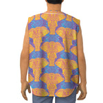 Yellow Mandala Elephant Pattern Print Sleeveless Baseball Jersey