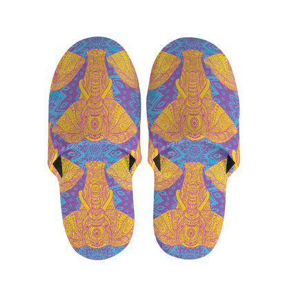 Yellow Mandala Elephant Pattern Print Slippers