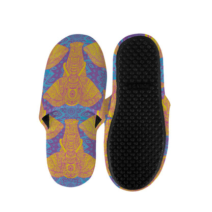 Yellow Mandala Elephant Pattern Print Slippers