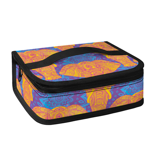 Yellow Mandala Elephant Pattern Print Small Lunch Bag